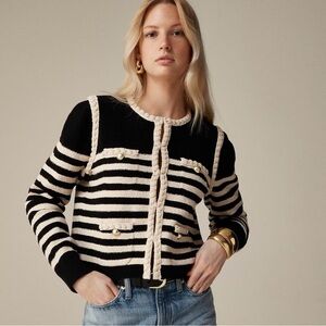 J crew Odette sweater lady jacket in striped bouclé